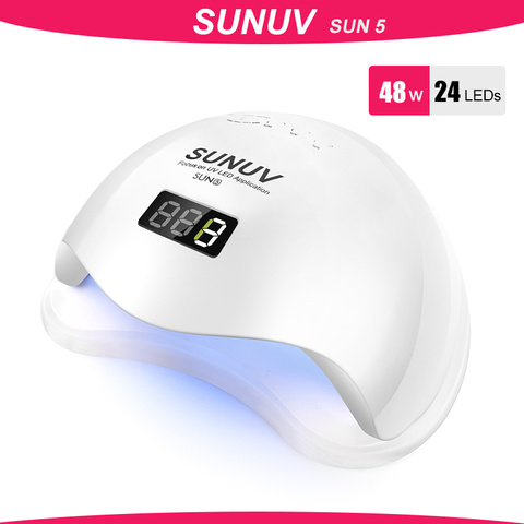 SUNUV SUN5 48W Dual UV LED Nail Lamp Nail Dryer Gel Polish Curing Light with Bottom 30s/60s Timer LCD display ► Photo 1/6