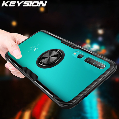 KEYSION Transparent Ring Case For Xiaomi Mi 10 Pro Note 10 Mi 9T Mi9 Lite Shockproof Phone Cover for Redmi Note 8 Pro 8T K30 K20 ► Photo 1/6