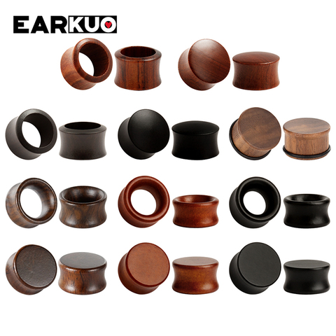 EARKUO High Quality Blank Hollow Flat Ear Wood Piercing Plugs Tunnels Ear Gagues Expanders Body Jewelry Earrings Gift 8-25mm ► Photo 1/6