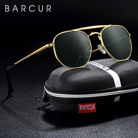 BARCUR Original Square Sunglasses For Men Polarized Women Hexagon Sun Glasses Oculos De Sol Gafas Lunette De soleil femme ► Photo 1/6