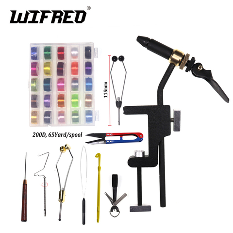 Wifreo Rotary Fly Tying Vise Tools Brass C-clamp Rotating Hook Tool Steel Whip finisher Bobbin Thread Holder Basic Fly Hook Tool ► Photo 1/6