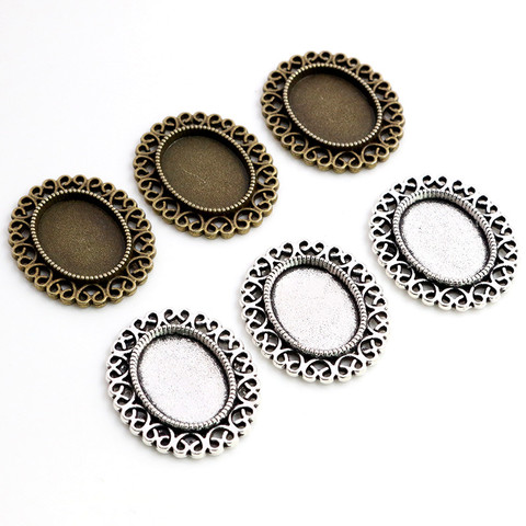 10pcs 13x18mm Inner Size Antique Silver Plated Bronze Simple Cameo Cabochon Base Setting Charms Pendant Necklace Findings ► Photo 1/4