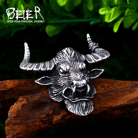 BEIER 316L stainless steel Viking Bull Head Men's Pendant Necklace Punk Animal Fashion High Quality Jewelry LLLHP123P ► Photo 1/6