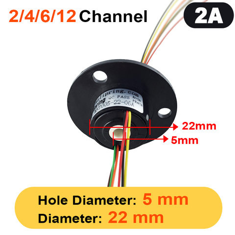 2/4/6/12 Channels 2A Hollow Shaft Slip Ring  Rotation Connector with 5mm Hole rings for Camera Gimbal / Ferris wheel Rings ► Photo 1/4