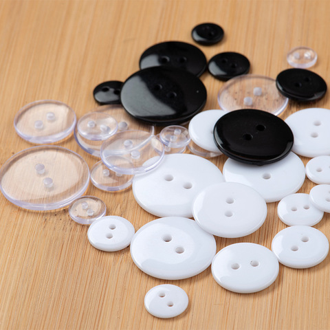 100-1000pieces 2holes White Black Transparent Resin Buttons for Clothing Needlework Crafts 9 10 11 15 18 20 23 25 Mm Wholesale ► Photo 1/6