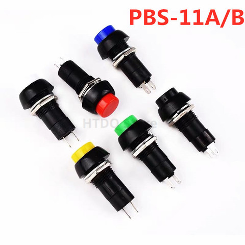 5pcs  PBS-11A PBS-11B Push Self-locking momentary Button Switch Green/Red Colors Electric Switch for DIY Model Making ► Photo 1/6