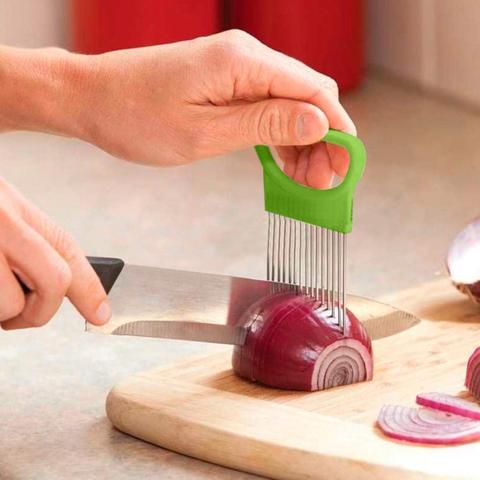 Stainless Steel Onion Tomato holder Slicer Vegetable Cutter Cutting Aids Guide Slicing Cutter Safe Fork kitchen Cooking Tool ► Photo 1/6