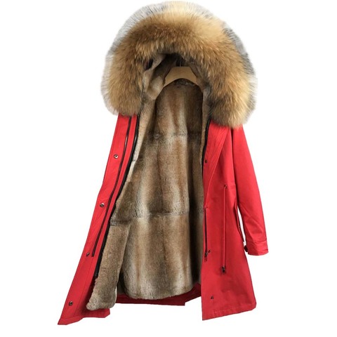 winter jacket women outwear Streetwear Natural fur lining parka Natural Fox Fur  raccoon fur Collar Hood Rabbit Fur Liner ► Photo 1/6