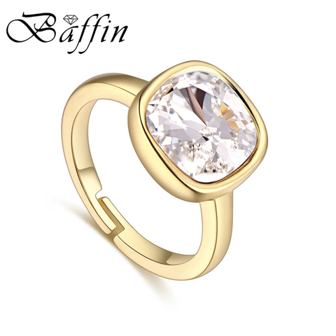 Trendy Gold Color Rings Crystals From Swarovski-Elements Square Fancy Stone Rings For Women Elegant Party Wedding Jewelry Gift ► Photo 1/6