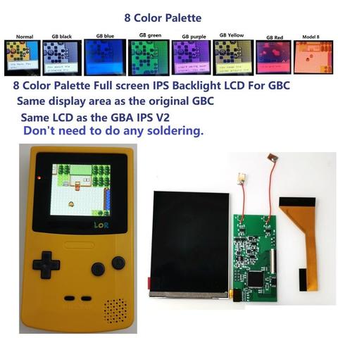 8 Colorful Palette Full Size ips Backlight Backlit LCD Kit For Gameboy Color For GBC Console ► Photo 1/6
