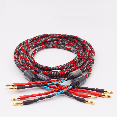 High Quality One Pair oxygen-free copper audio speaker cable HI-FI high-end amplifier speaker cable Banana head cable ► Photo 1/6