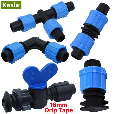 KESLA 2PCS 16mm 5/8'' Micro Irrigation Drip Tape Valve Connectors Tee End Plug Fittings Threaded Lock Pipe Hose Joints Garden ► Photo 1/6