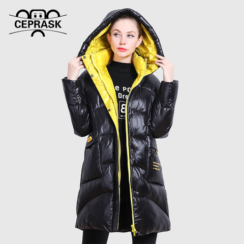 CEPRASK 2022 New Winter Jacket Women High Quality Bright Colors Clothing Brand Coat Collar Hooded Parka Loose Cut Outwear Plus ► Photo 1/6