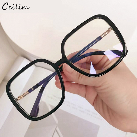 2022 New Oversized Square Clear Glasses Women Korean Fashion Spectacle Frames Transparent Oculos Eyeglasses Vintage Fake Glasses ► Photo 1/6