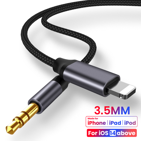 For iPhone 3.5mm Jack Aux Cable Car Speaker Headphone Adapter for iPhone 11 Pro XS XR X 12 Audio Splitter Cable for iOS 14 Above ► Photo 1/6
