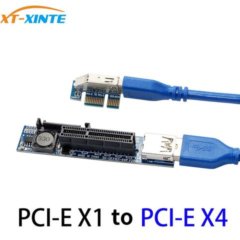 Add On Cards PCI Express USB 3.0 Adapter Raiser Extender PCIE Riser Card USB3.0 PCI-E SATA Expansion Card Raiser X1 to X4 Slot ► Photo 1/4