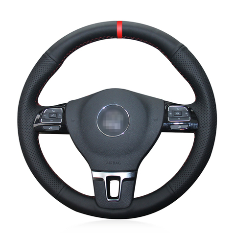Black PU Artificial Leather Car Steering Wheel Cover for Volkswagen VW Gol Tiguan Passat B7 Passat CC Touran Jetta Mk6 ► Photo 1/6