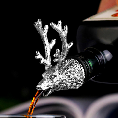 Dispenser for Wine Jagermeister Zinc Alloy Deer Elk Lion Head Mouth Wine Pourer Wine Extractor Silver Pourers Bar Accessories ► Photo 1/6