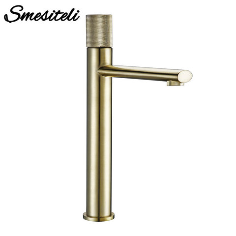 Smesiteli Luxury Gold Single Handle Sink Bathroom Basin Faucet Cold Hot Mixer Tap Kitchen Faucet Waterfall Deck Mounted ► Photo 1/6