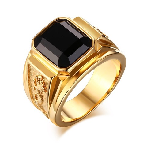 Trendy Fashion Ring Vintage Men's Inlay Black Zircon Finger Rings Engagement Banquet Party Male Jewelry ► Photo 1/6