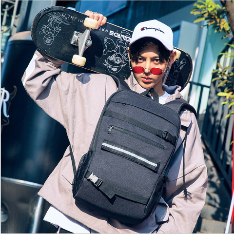 College Freestyle Skateboard Backpack Laptop Password Lock Anti-theft Shoulder Backpack Parkour Longboard Wheel USB Charge Bags ► Photo 1/6