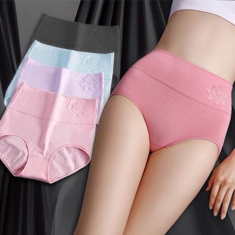 Cotton women's panties elastic soft large size XXXL Embossed ROSE Ladies  underwear Breathable sexy High waist briefs - Price history & Review, AliExpress Seller - INNERBEAUTY Store