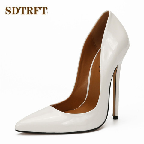 SDTRFT Shallow mouth Stilettos RED Patent Leather shoes woman Pointed Toe 15cm Thin High Heels Wedding pumps Crossdresser Mujer ► Photo 1/6