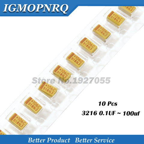 10PCS AType 106 107 476 105 226 336 224 475 10V 16V 25V 35V 6.3V 0.1UF 0.22UF 1UF 4.7UF 10UF 22UF 100UF 100NF Tantalum capacitor ► Photo 1/1