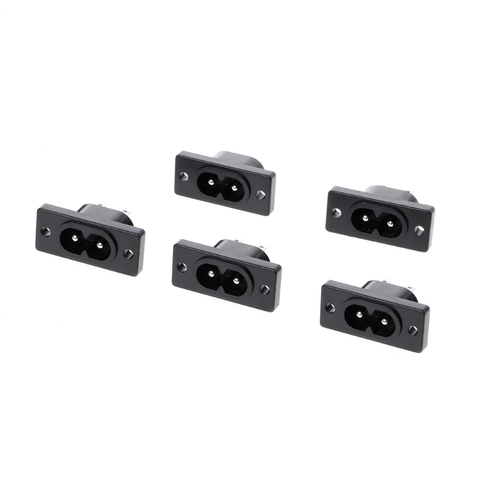 5 Pcs/1 Set IEC320 C8 Power Plug Black 2 Terminal Plug Power AC Input Socket 250 V 2.5A Hot Electrical Equipment ► Photo 1/6