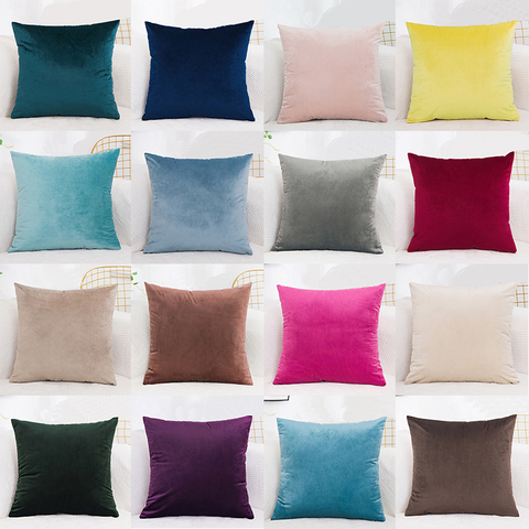 Velvet Cushion Cover Pillowcase Solid Color Pillow Case Cojines Decor Sofa Throw Pillows Room Pillow Cover Decorative Wholesale ► Photo 1/6