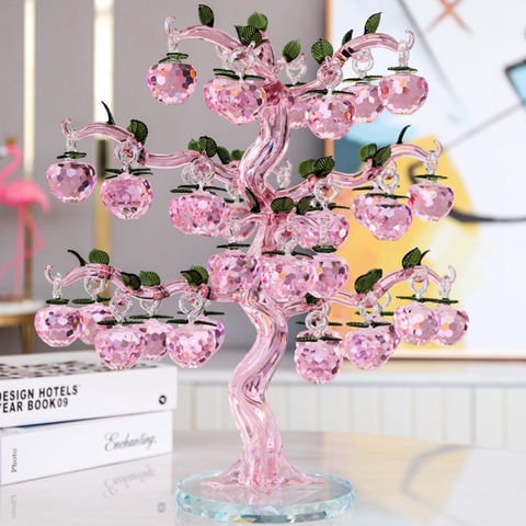 Glass Crystal Apple Tree Figurines Crafts Fengshui Ornament Home Decor Christmas New Year Gifts Souvenirs Decor Ornament ► Photo 1/6