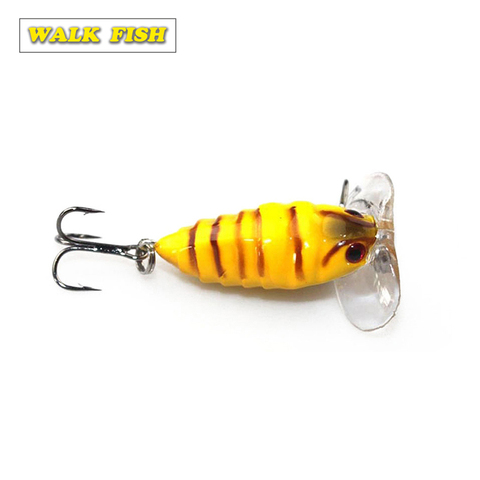 Walk Fish 1Pcs 4cm 4.2g Cicada Popper Fishing Lure Japan Topwater 3D Eyes Hard Swim Bait Hook Tackle Lifelike Wobble Fish Lure ► Photo 1/6