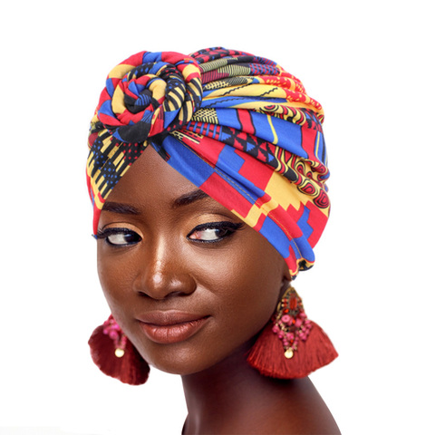 Fashion African Floral Print Stretch Cotton Headband Women Hair Scarf  Headress