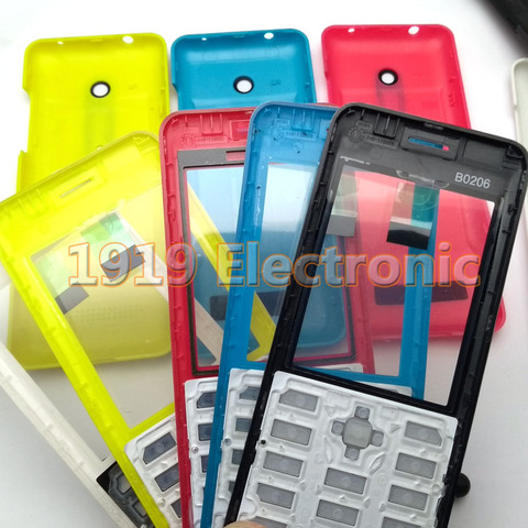 Original New Phone Housing Cover Case Front Frame+ Back Cover + English Or Russian Keypad For Nokia 206 2060 Dual sim ► Photo 1/3