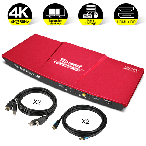 TESmart KVM Switch 4x2 HDMI+HDMI Dual Monitor KVM 4K@60Hz 4:4:4 ► Photo 1/6