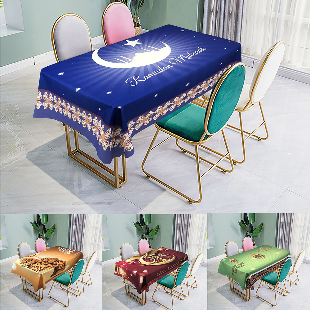 Eid Mubarak Ramadan Muslim Dining Table Cloth Waterproof Table Cover Home Decor