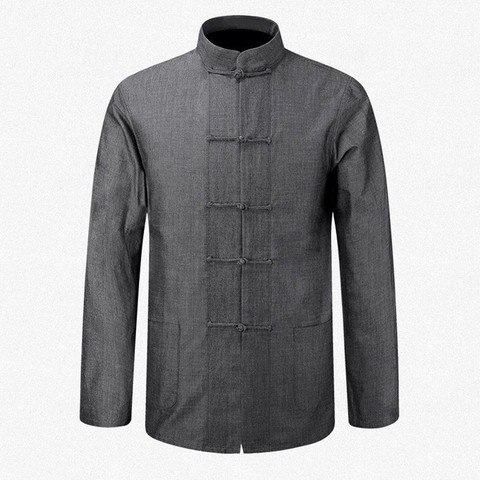 New Male Cotton Shirt Traditional Chinese Men Coat Clothing Kung Fu Tai Chi Uniform Autumn Spring Long Sleeve Jacket for Man ► Photo 1/6