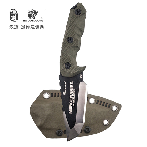 HX OUTDOORS D2 knife G10 handle D2 steel blade tactical straight knife field survival knife, outdoor knife collection knife ► Photo 1/6