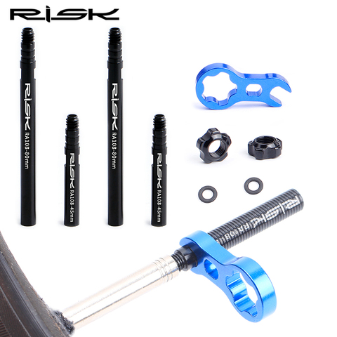 RISK RA108 Integrated Removable 45mm 80mm Bike Bicycle Inner Tubes Presta Valve Extender Extension With Core Wrench Aluminium ► Photo 1/6