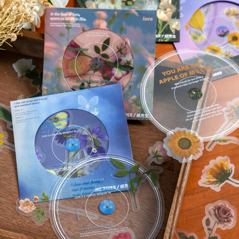 19 pcs CD flower series Decorative PVC Stickers Scrapbooking Stick Label Diary Album stationery Leaf rose Sticker Accessories ► Photo 1/5