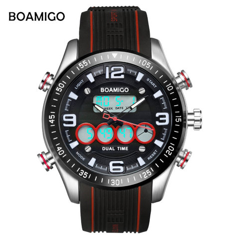 BOAMIGO Brand Men Sports Watches Fashion Quartz Rubber LED Digital Wristwatches Water Resistant relogio masculino Reloj Hombre ► Photo 1/6