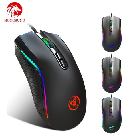 Hongsund  Upgraded version RGB Light 7200DPI Macro Programmable 7 Buttons  Optical USB Wired Mouse Gamer Mice computer Gaming ► Photo 1/6