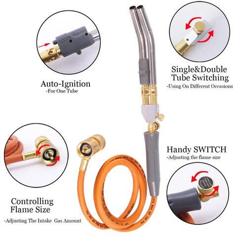 MAPP Torch Twin Tubes 1.5m Hose for Brazing Soldering Welding HVAC Plumbing Gas Torch ► Photo 1/6