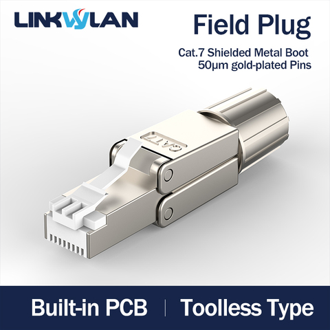 Launched New - RJ45 8P8C STP Shielded Field Connector - RJ45 Termination Plug for Cat.6/6A/7 23AWG Solid Installation Cable ► Photo 1/6