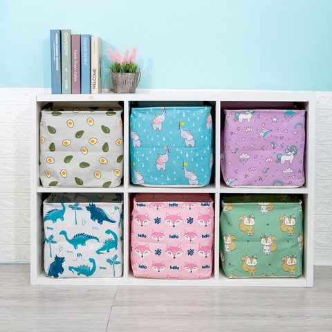 2022 New Folding Linen Fabric Storage Basket Cube Kids Clothes Storage Box Waterproof Laundry Basket For Toys Organizers ► Photo 1/6
