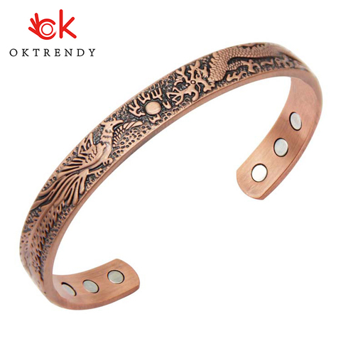 3000 Gauss Open Cuff Adjustable Bracelets for Women Health Energy Magnetic Bangles Dragon Pattern Pure Copper Bracelets & Bangle ► Photo 1/6