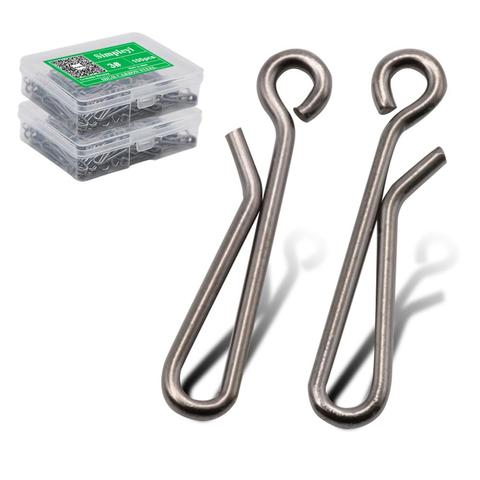 50-100pcs/box Stainless Steel Hook Fast Clip Lock Snap Swivel Solid Rings 0#-4# Safety Snaps Fishing Hook Connector Hook Tool ► Photo 1/6