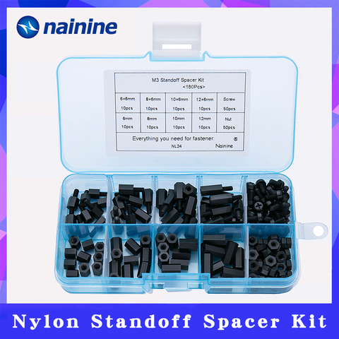 180Pcs/lot M2 M2.5 M3 Female Male Hex Nylon Standoff Spacer Column For PCB Motherboard Fixed Plastic Spacing Screws Set NL24 ► Photo 1/6
