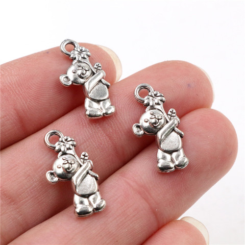 19x10mm 20pcs Antique Sliver Plated Cute Bear Handmade Charms Pendant:DIY for bracelet necklace-R5-38 ► Photo 1/2