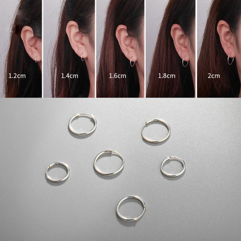 1 Pair Small Hoop Earrings 925 Sterling Silver Circle Round Huggie Hoop Earrings for Women Men Ear Ring Ear Bone Buckle ► Photo 1/6